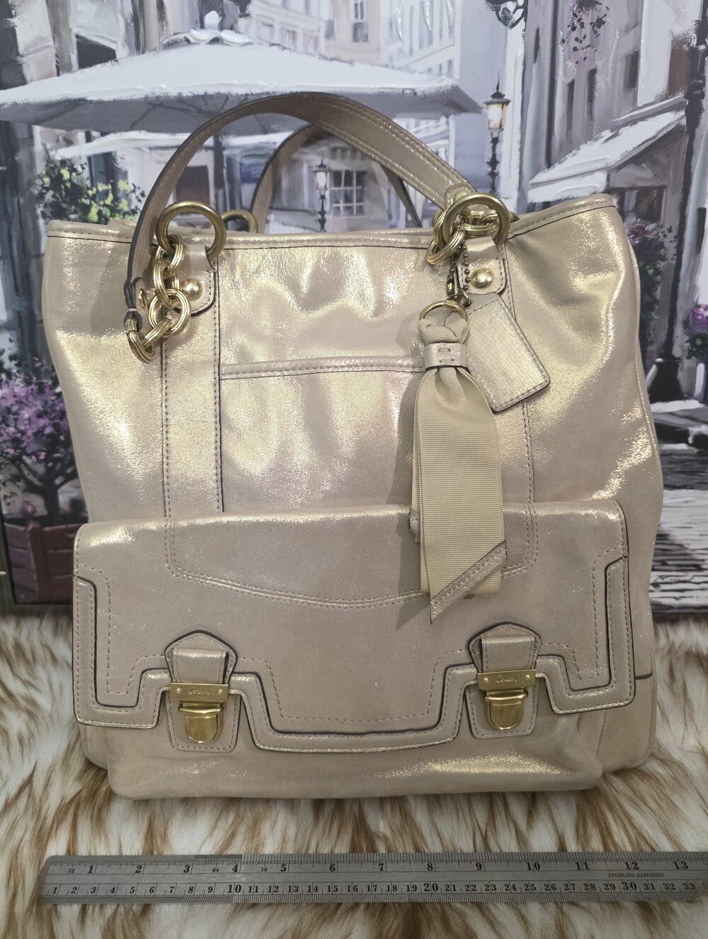 Coach poppy in metallic gold Champagne Tote.